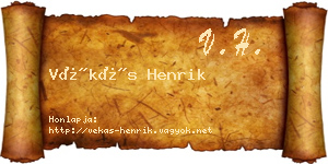 Vékás Henrik névjegykártya